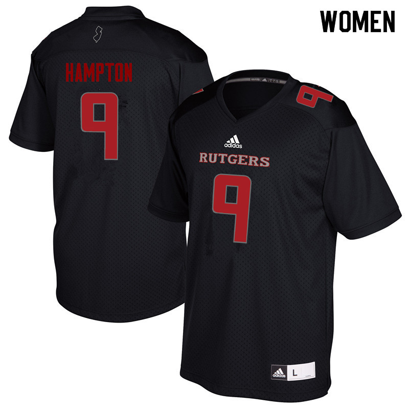 Women #9 Saquan Hampton Rutgers Scarlet Knights College Football Jerseys Sale-Black - Click Image to Close